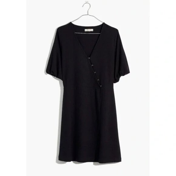 Black Madewell Cross Front Button Mini Dress, Size S, Style #AF247 - Picture 2 of 10
